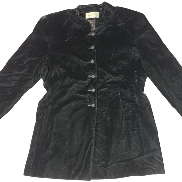 VINTAGE CASUAL CORNER Velvet Jacket | Medium | Black | 90s Tailored Quiet Luxury - Picture 4 of 9